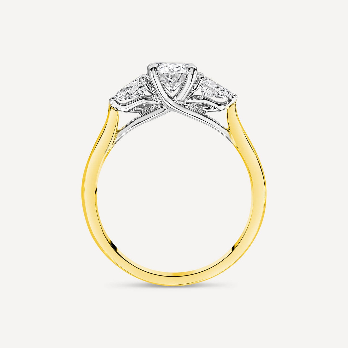 Born 18ct Yellow Gold 1.40ct Lab Grown Oval Centre & Pear Sides Diamond Ring