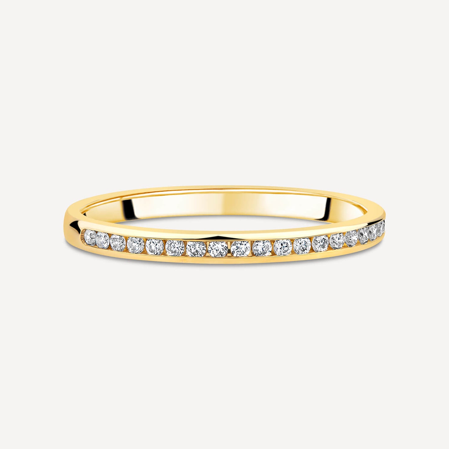 Born 18ct Yellow Gold 0.10ct Lab Grown Diamond Channel Set Half Eternity Wedding Ring