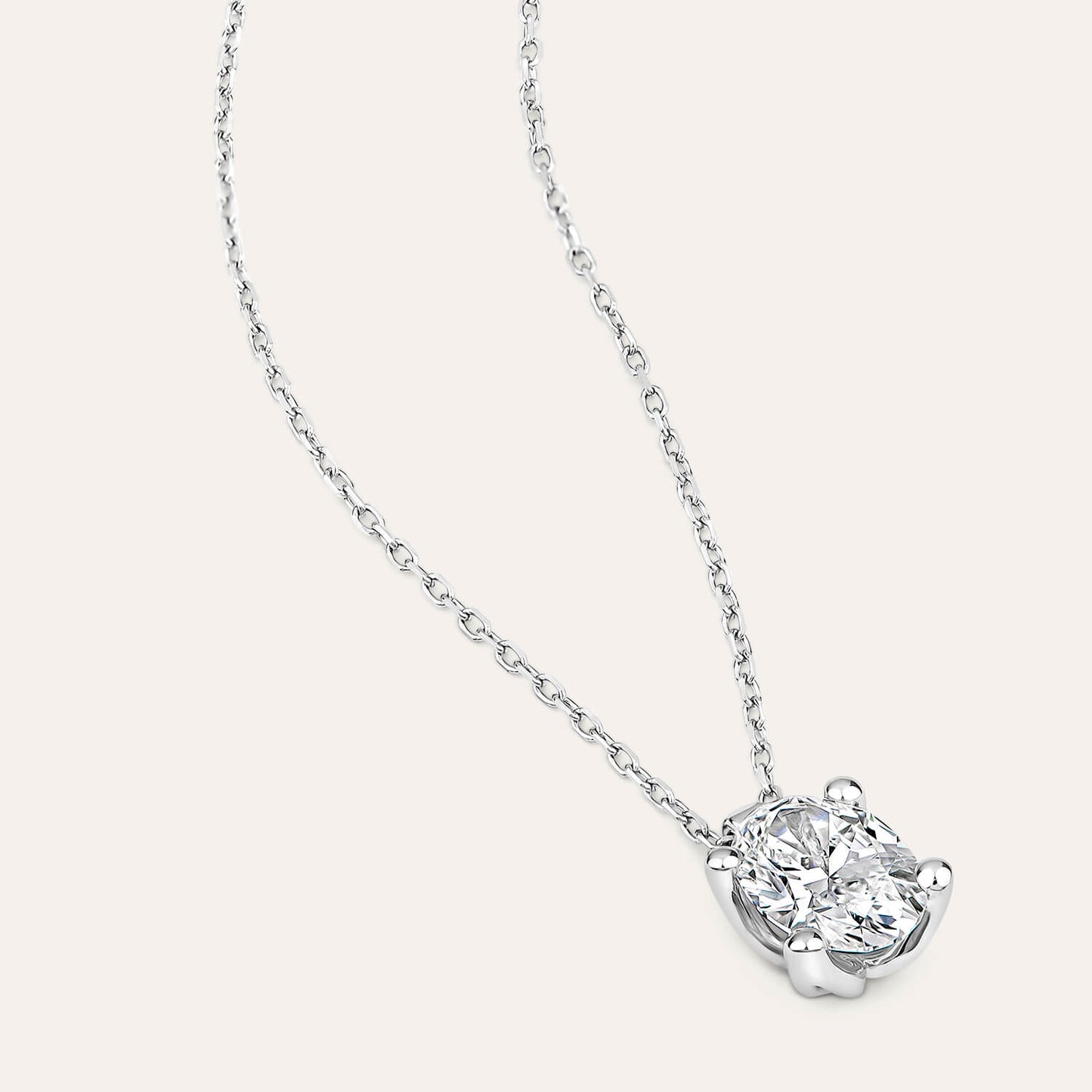 Born 9ct White Gold 1.00ct Lab Grown Oval Diamond Pendant