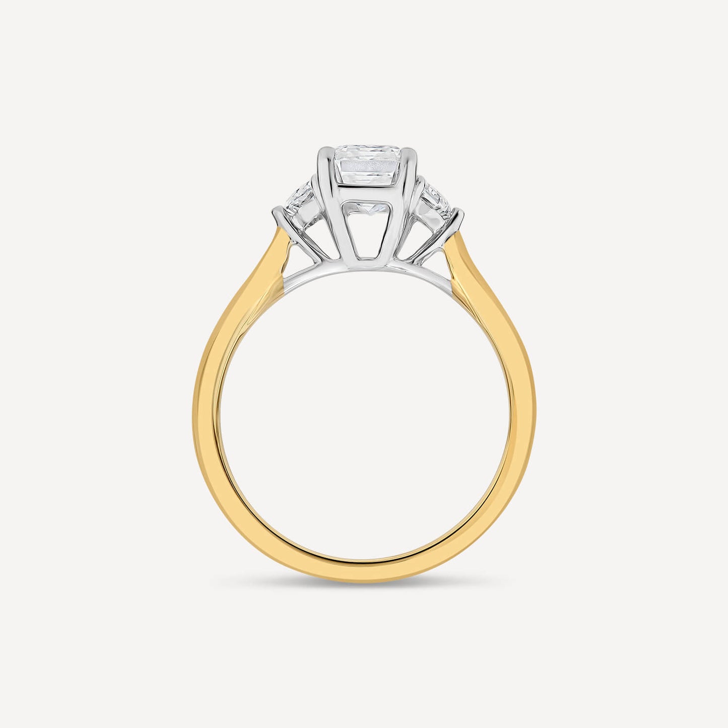Born 18ct Yellow Gold 1.78ct Lab Grown Emerald Centre & Cadillac Shaped Sides Diamond Ring