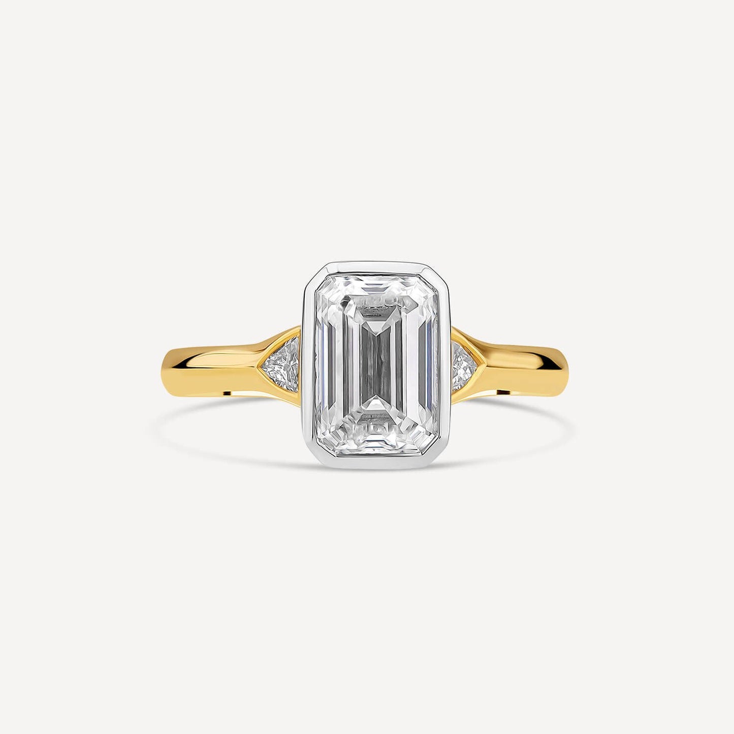 Born 18ct Yellow Gold 2.20ct Emerald Lab Grown Diamond Bezel Set Solitaire Ring