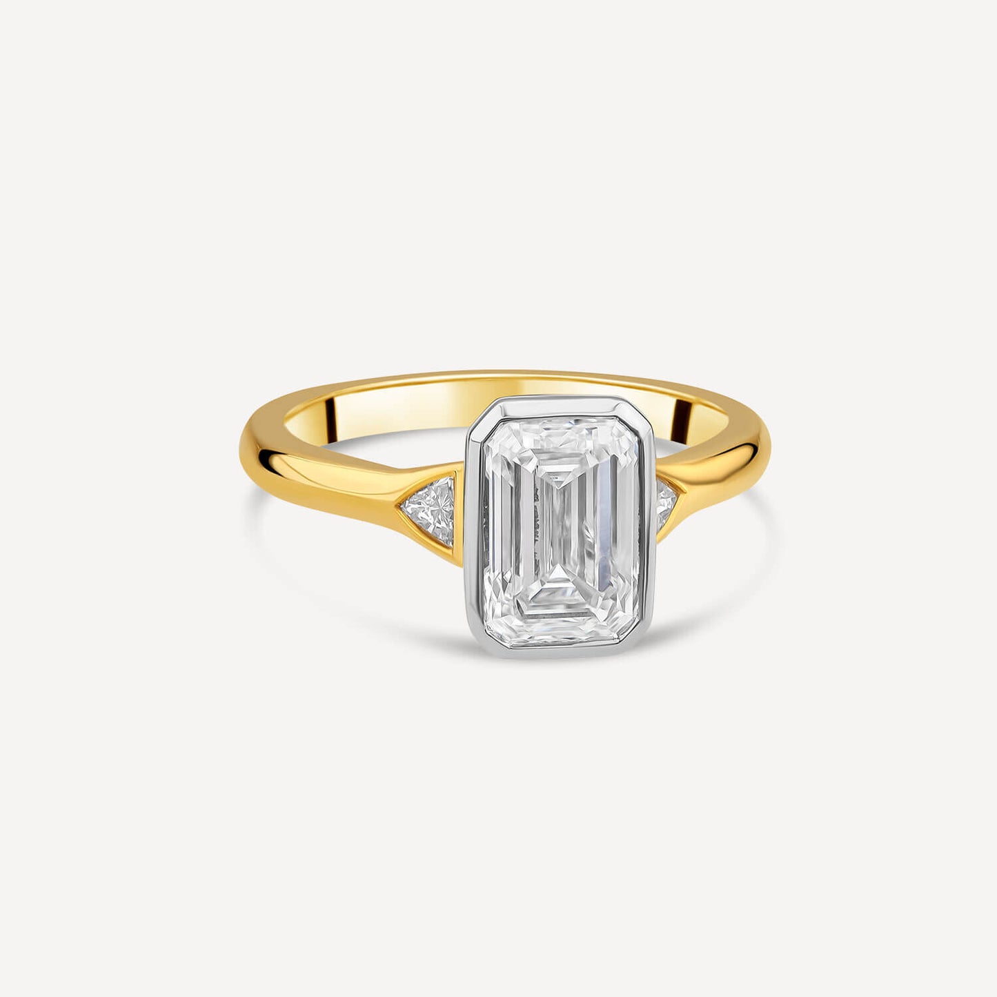 Born 18ct Yellow Gold 2.20ct Emerald Lab Grown Diamond Bezel Set Solitaire Ring
