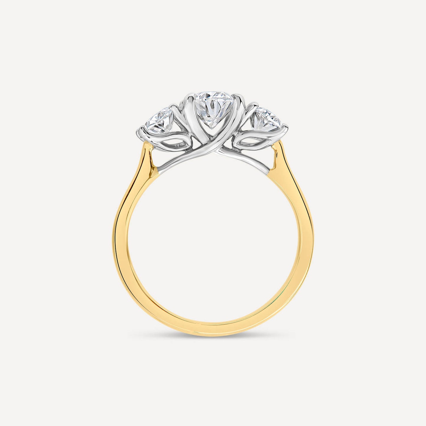 Born 18ct Yellow Gold 2ct Lab Grown 3 Stone Oval Diamond Ring