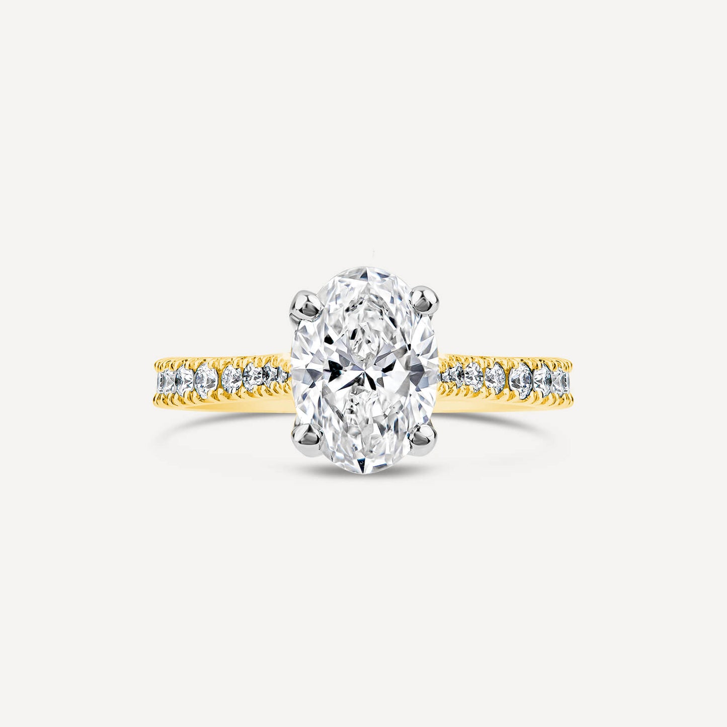 Born 18ct Yellow Gold Lab Grown 1.20ct Oval & Diamond Sides Ring
