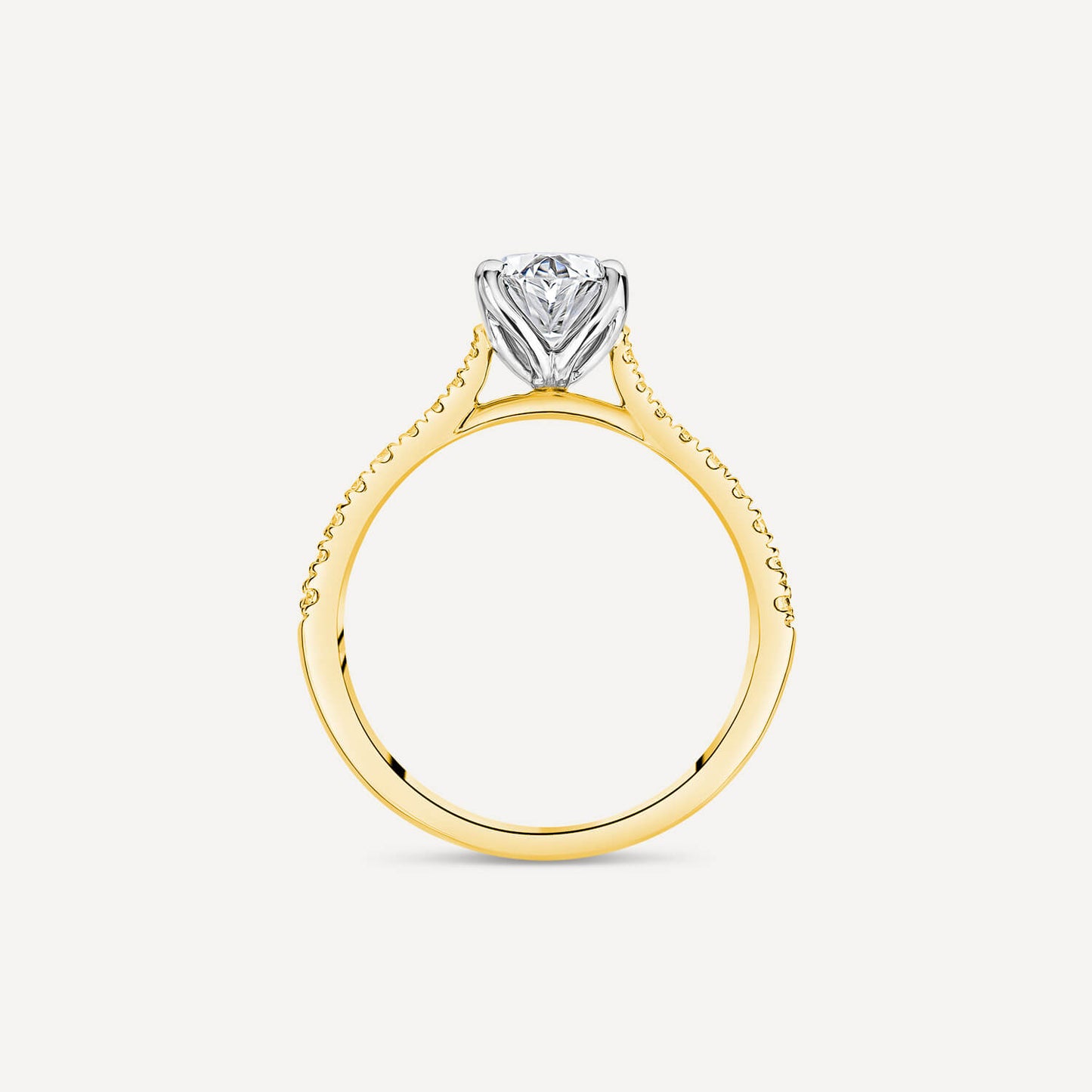 Born 18ct Yellow Gold Lab Grown 1.20ct Oval & Diamond Sides Ring
