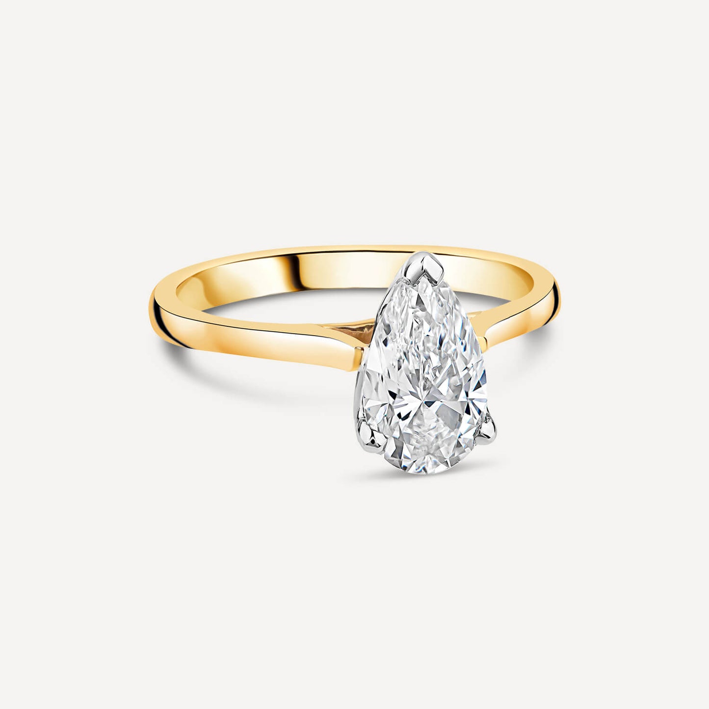 Born 18ct Yellow Gold Lab Grown 1.20ct Pear Diamond Ring