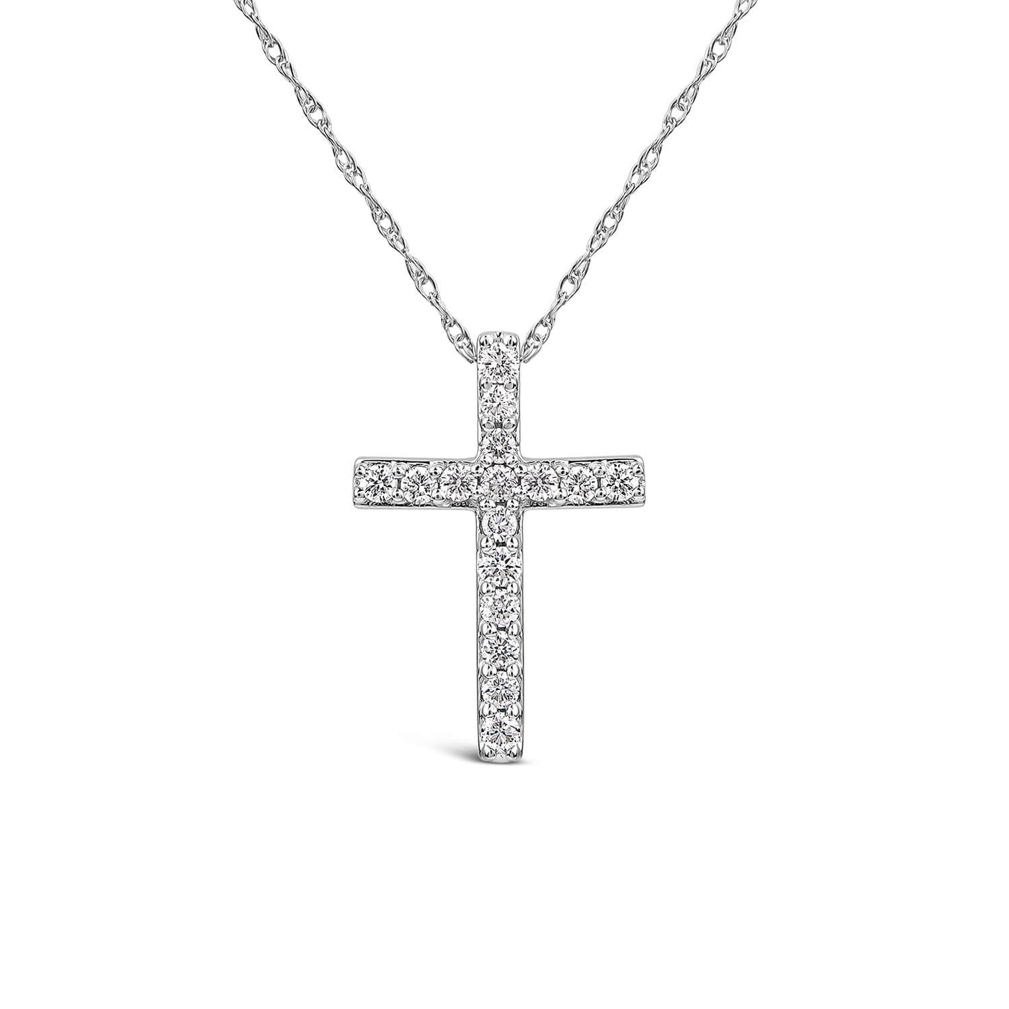Born Classic 9ct White Gold Lab Grown 0.15ct Round Brilliant Diamond Cross Pendant