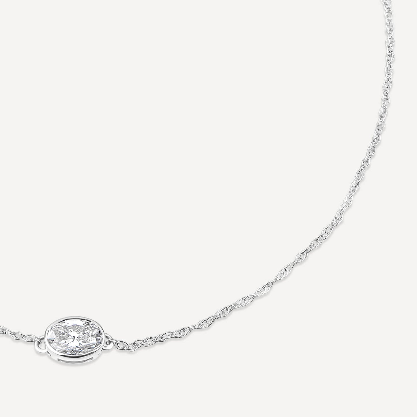 Born Kissed with Diamonds 9ct White Gold Lab Grown 0.20ct Oval Diamond Chain Bracelet