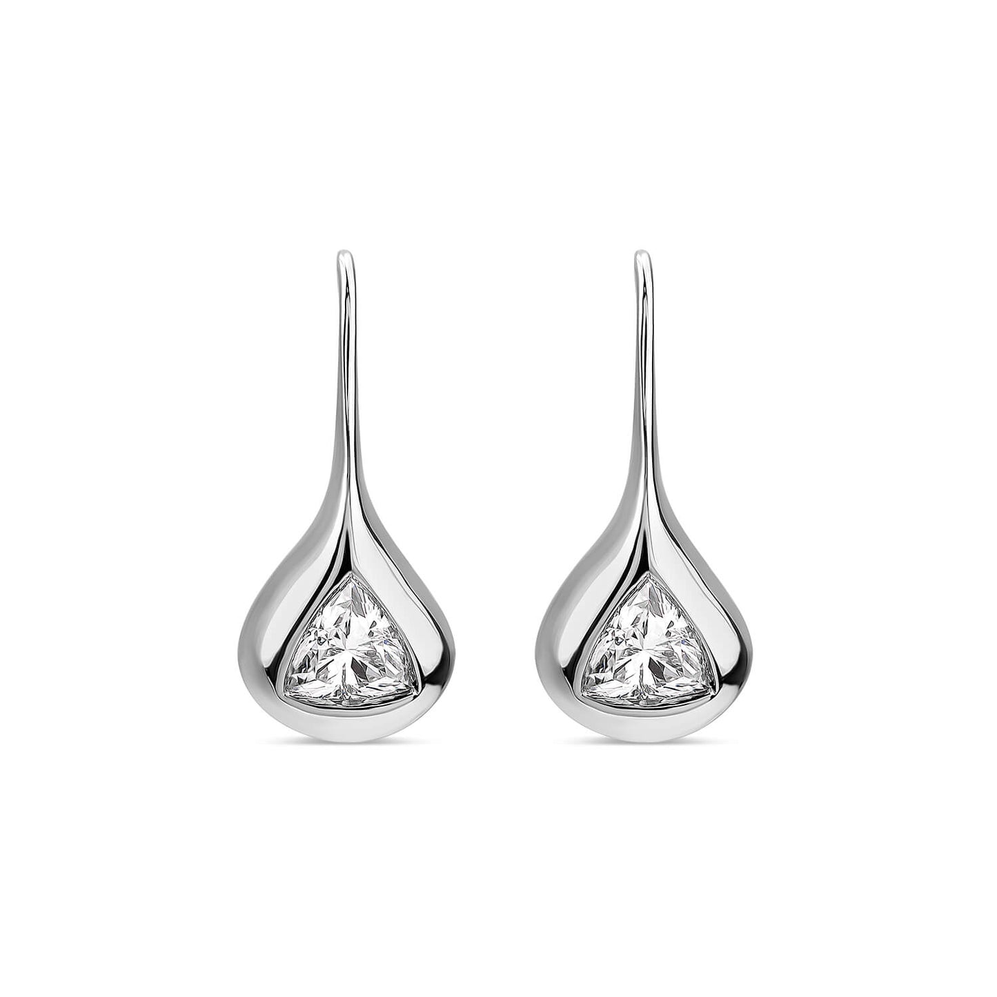 Born Orbit 9ct White Gold Lab Grown 0.80ct Trillion Cut Diamond Drop Earrings