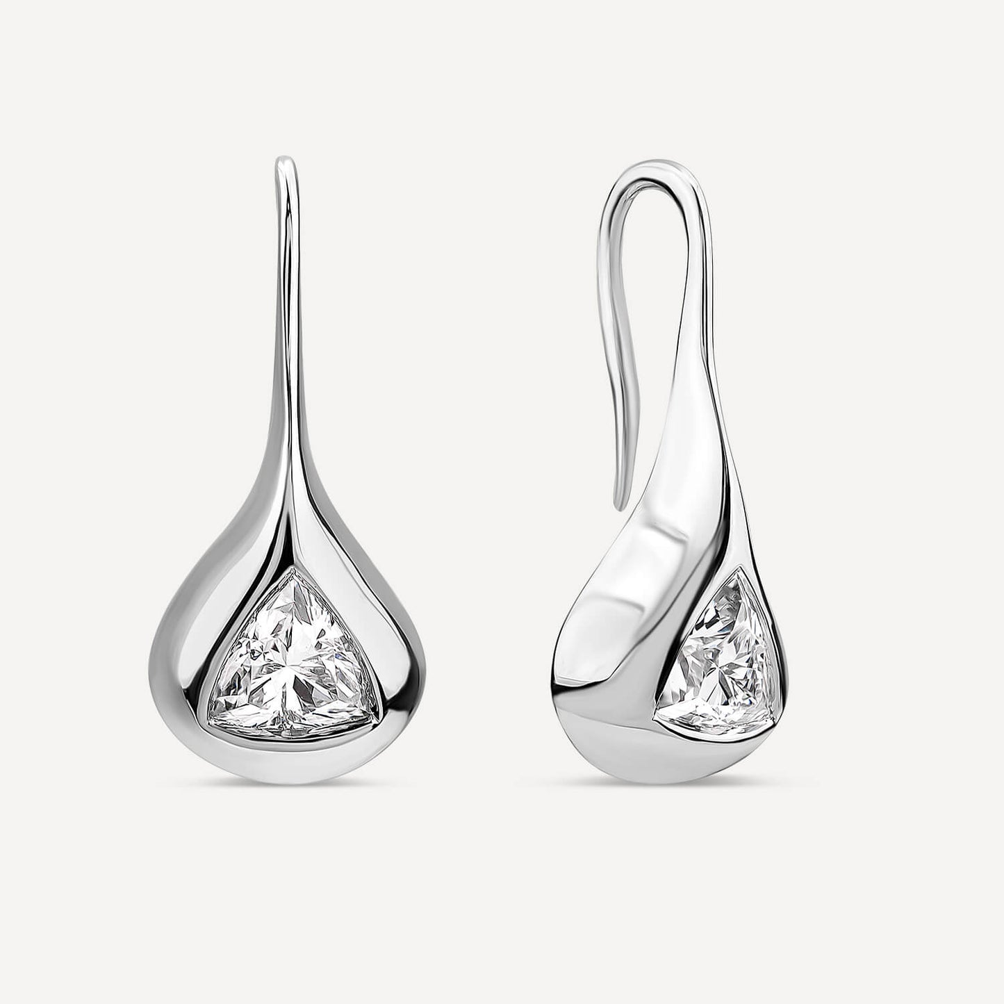 Born Orbit 9ct White Gold Lab Grown 0.80ct Trillion Cut Diamond Drop Earrings