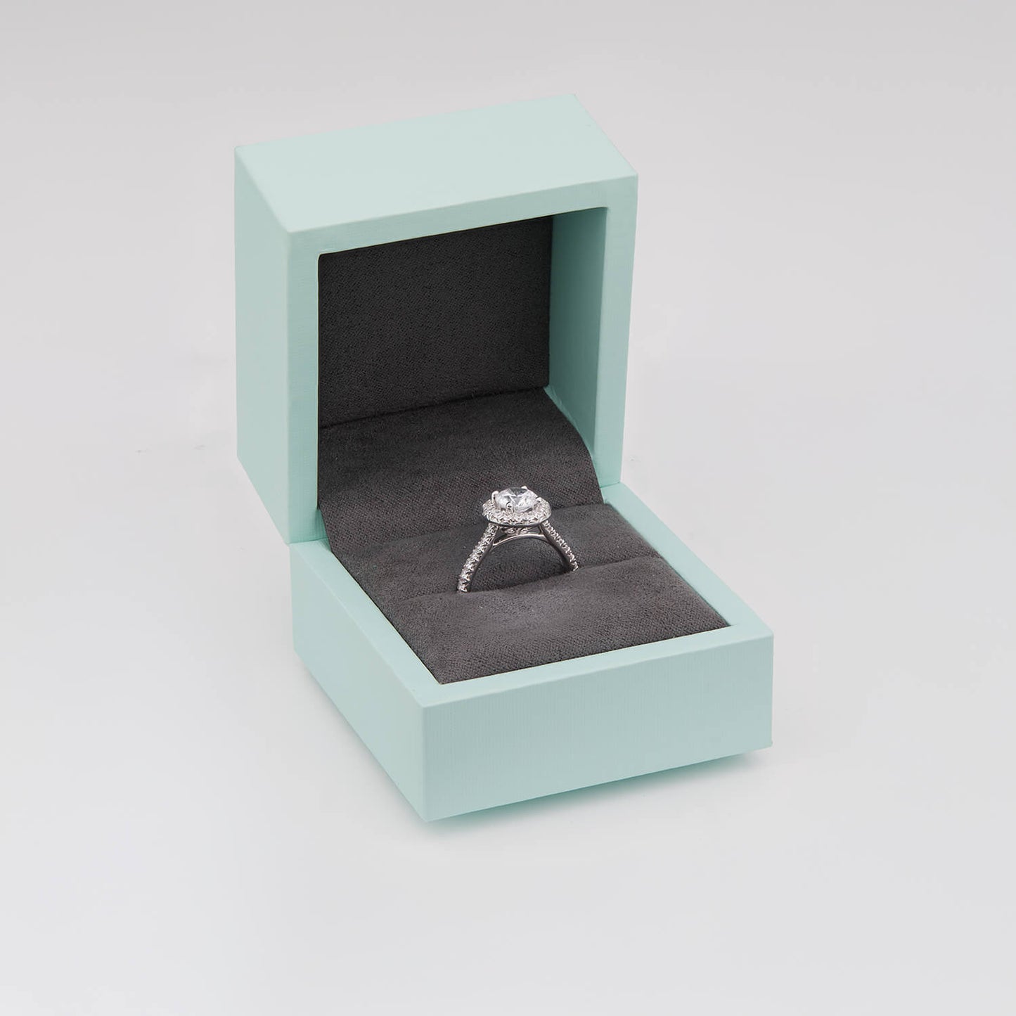 Born Platinum 1.40ct lab Grown Round Halo & Diamond Sides Ring