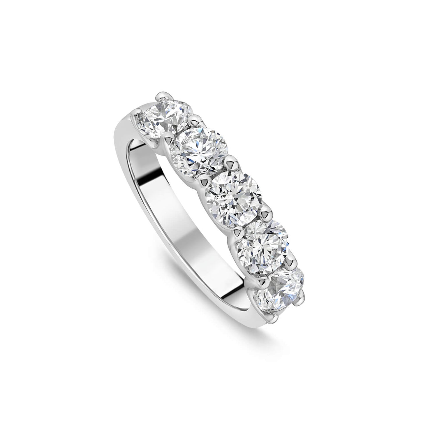 Born Platinum 2ct Lab Grown 5 Stone Half Eternity Diamond Ring