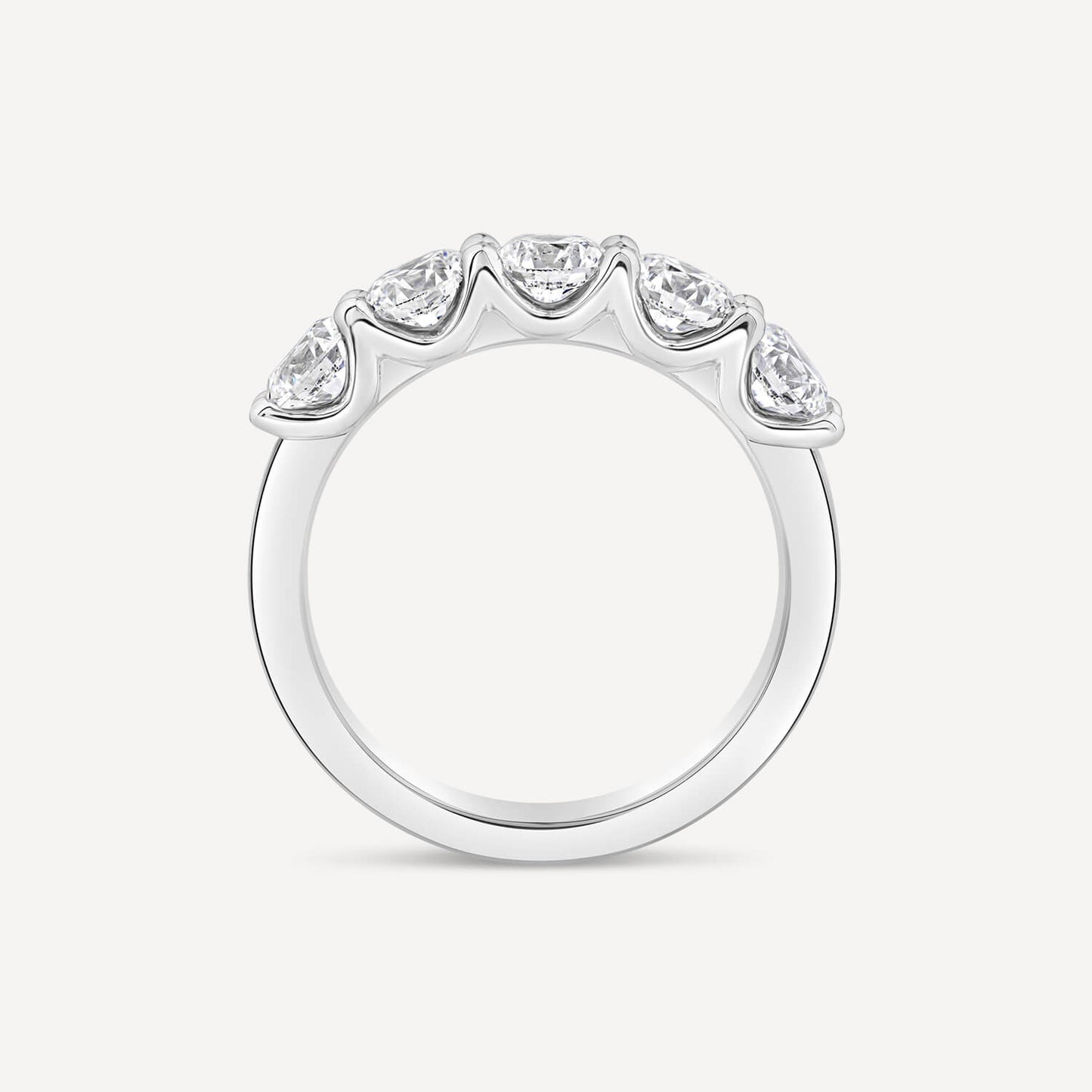 Born Platinum 2ct Lab Grown 5 Stone Half Eternity Diamond Ring