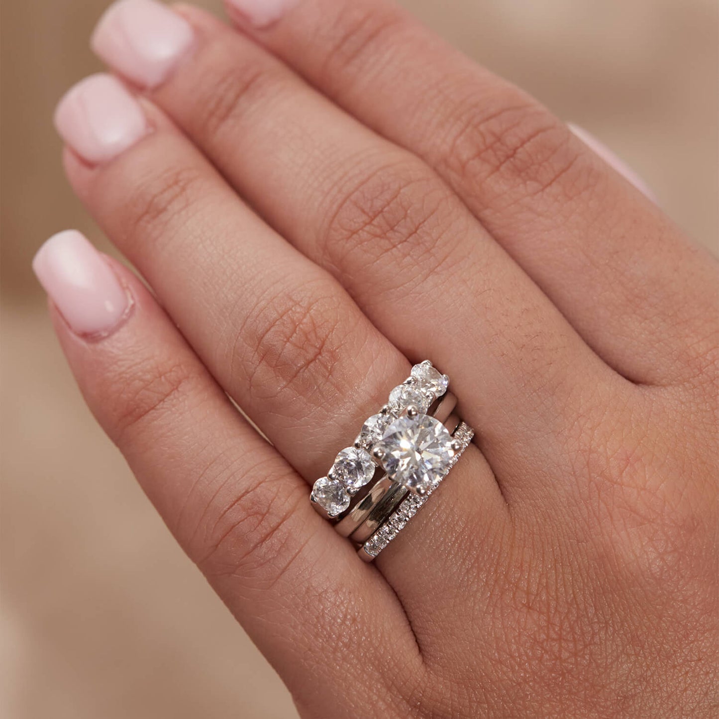 Born Platinum 2ct Lab Grown 5 Stone Half Eternity Diamond Ring