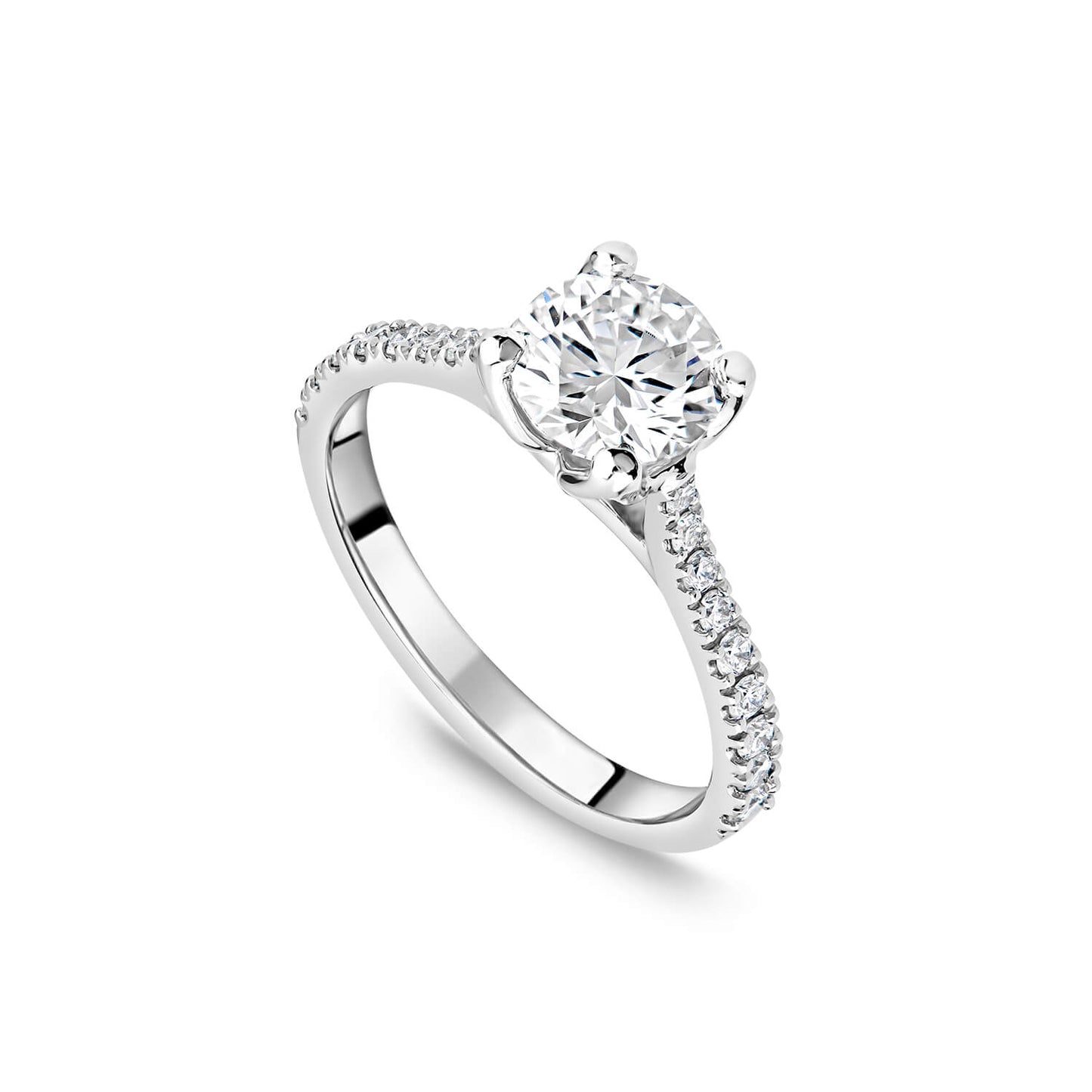 Born Platinum Lab Grown 1.20ct Round Brilliant Solitaire & Diamond Sides Ring
