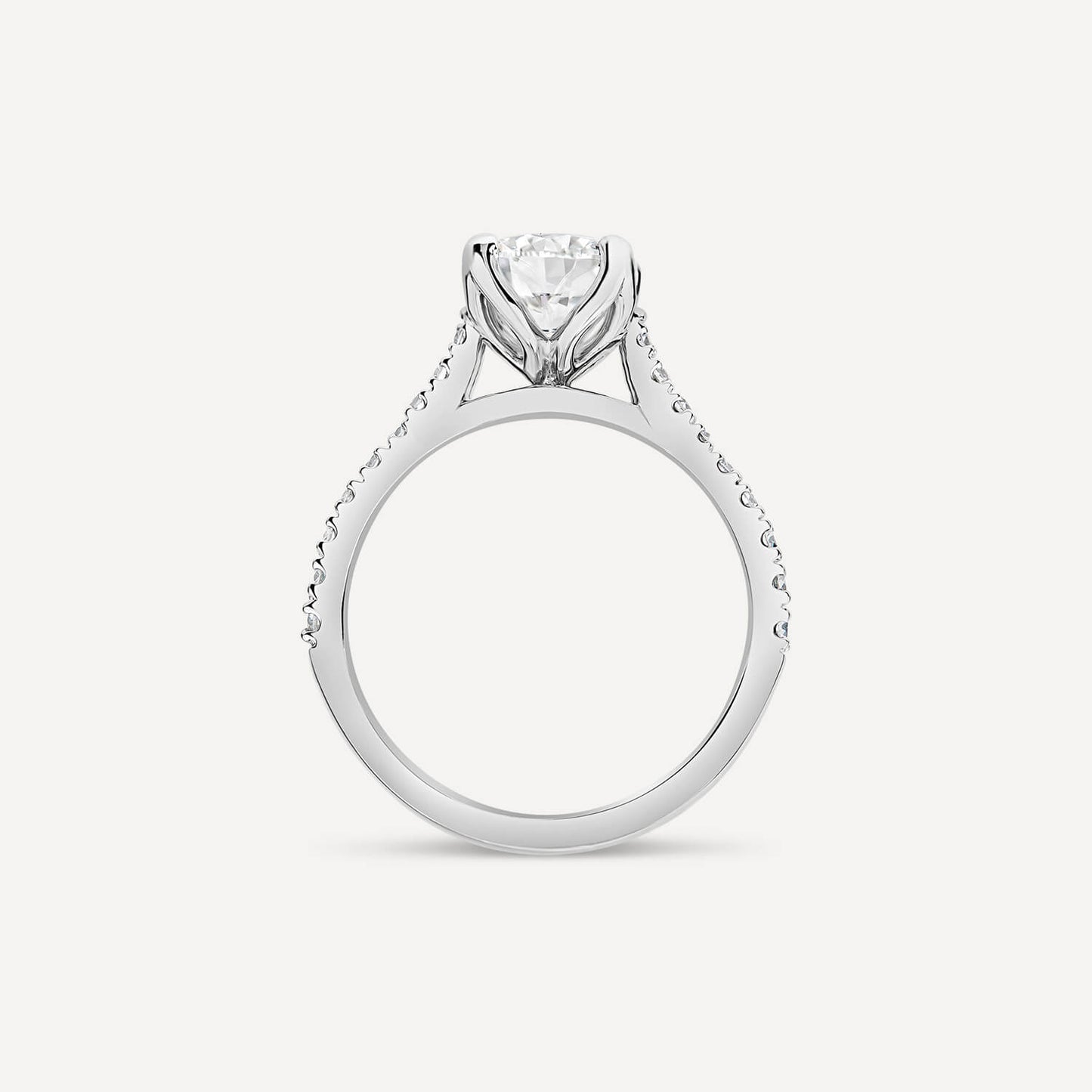 Born Platinum Lab Grown 1.40ct Round Brilliant Solitaire & Diamond Sides Ring