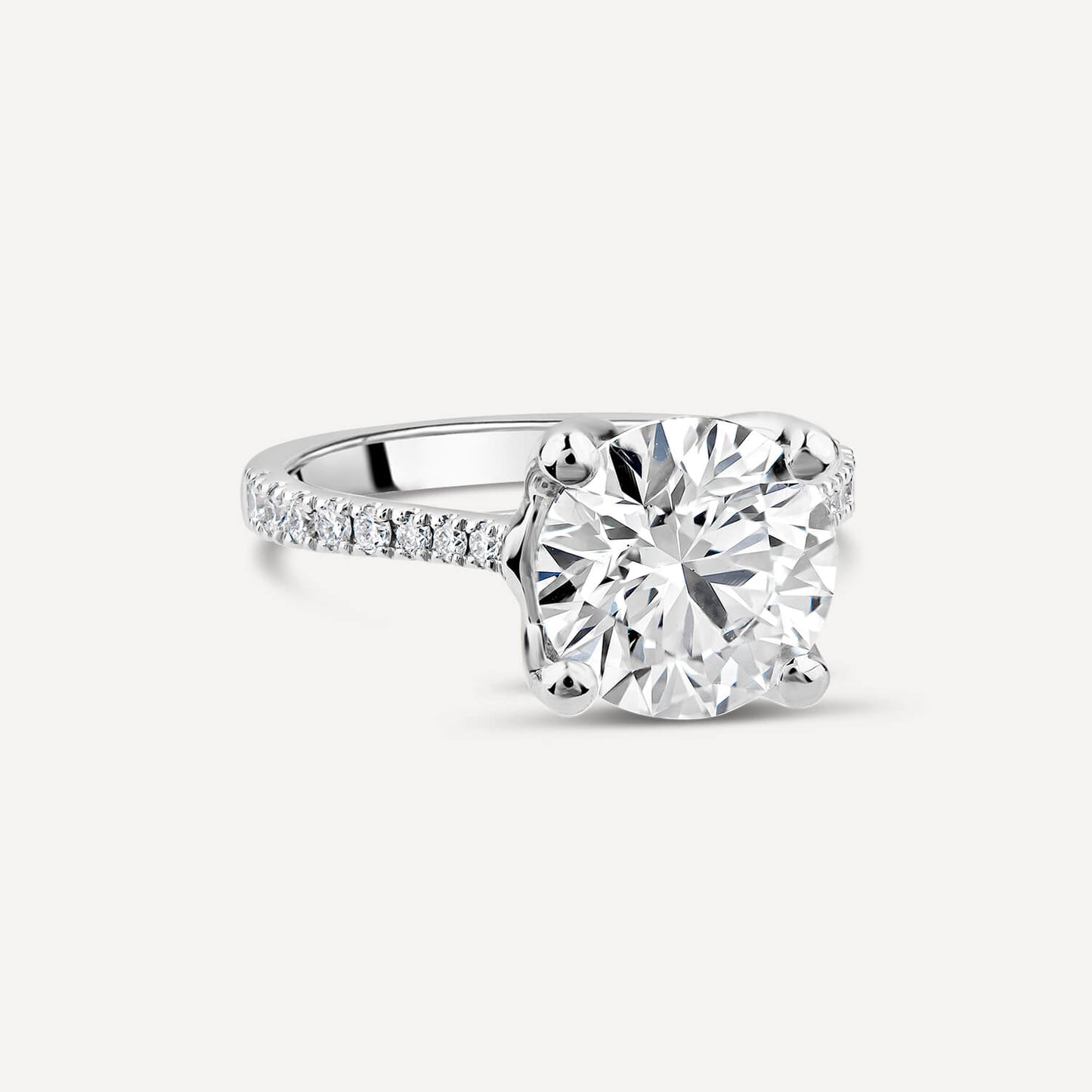 Born Platinum Lab Grown 2.20ct Round Brilliant Solitaire & Diamond Sides Ring