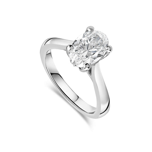 Born Platinum Lab Grown 2ct Solitaire Oval Diamond Ring