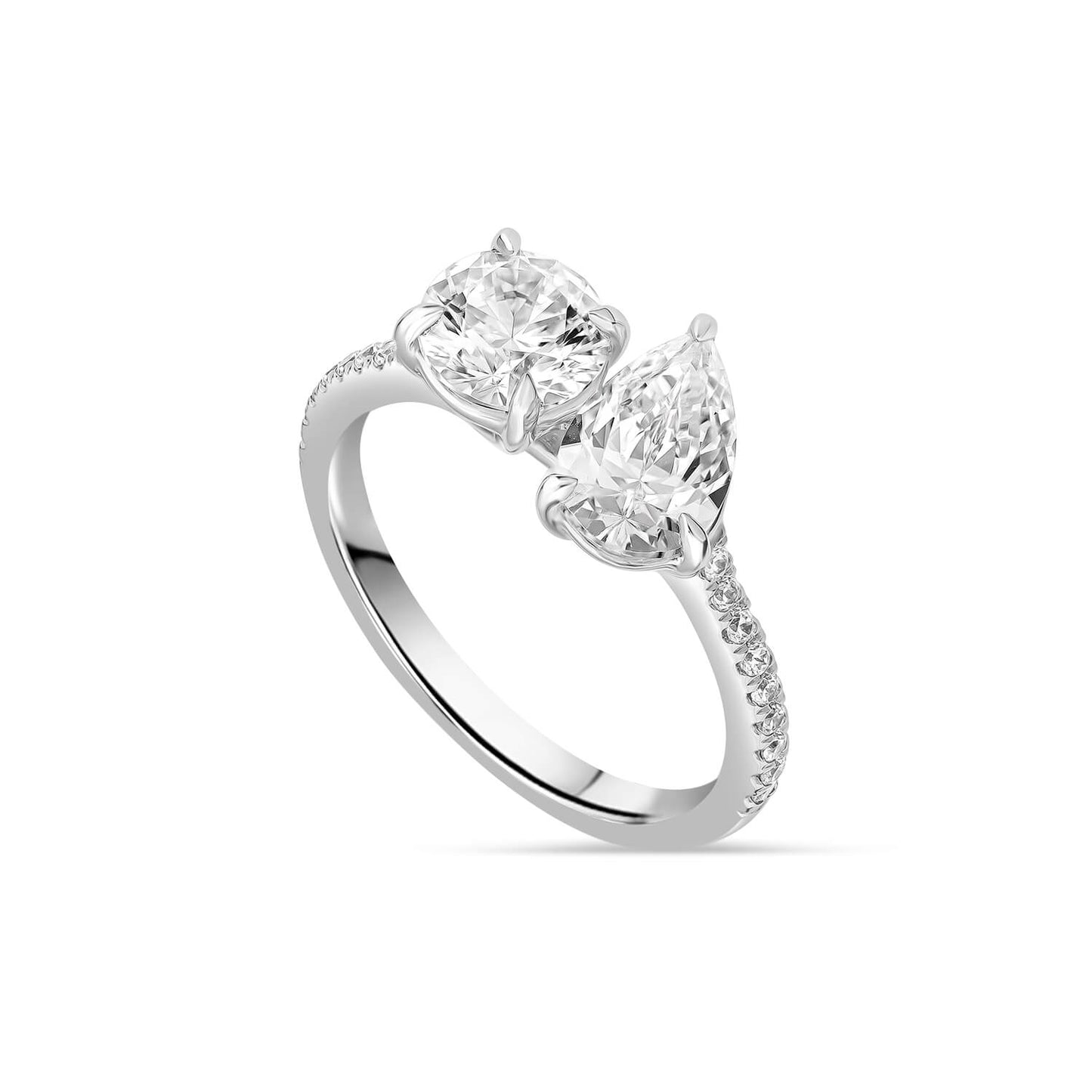 Born Platinum Toi Et Moi 2.15ct Lab Grown Pear & Brilliant Diamond Ring